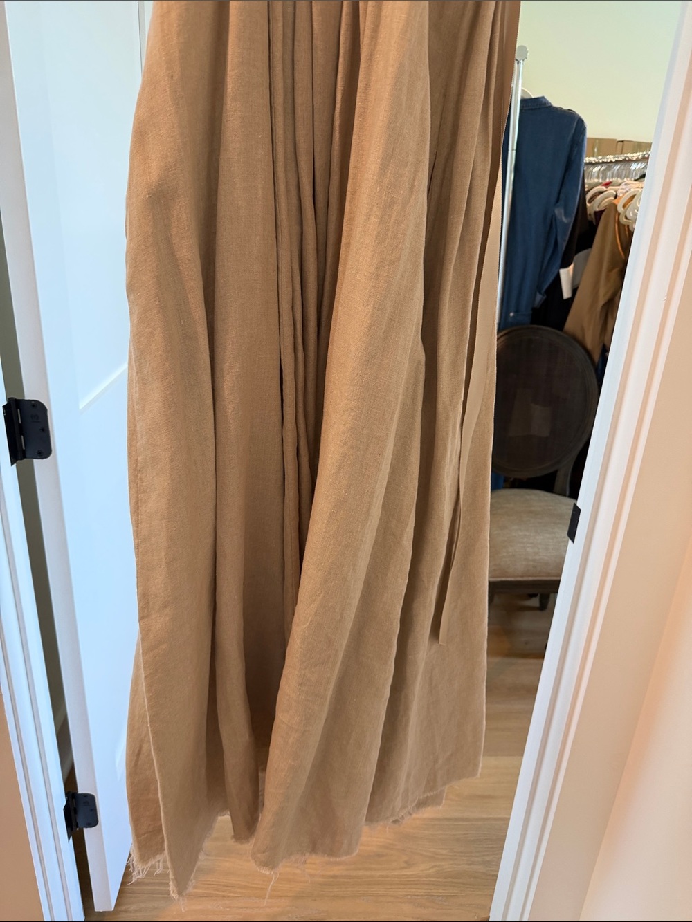 Amano by Lorena Laing natural Linen Maxi Sundress with Adjustable Straps(bw) - Picture 4 of 9
